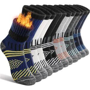 6 Pairs Kids Merino Wool Hiking Socks Thermal Winter Warm Cushion Crew Socks
